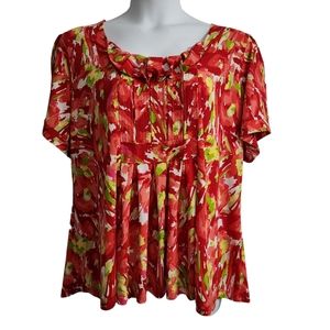 Gathered Marc Bouwer bright floral top
